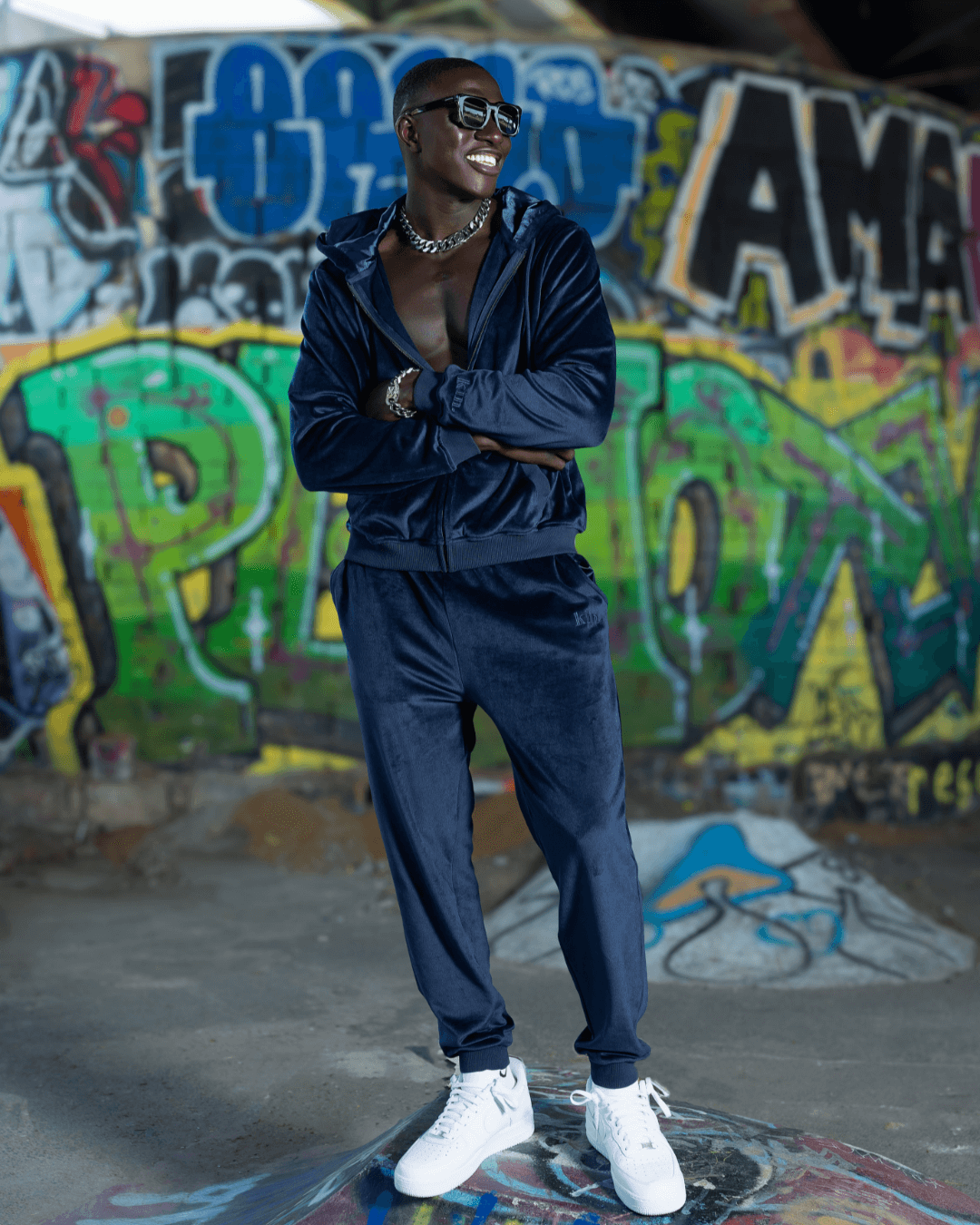 Navy Blue Velour Set