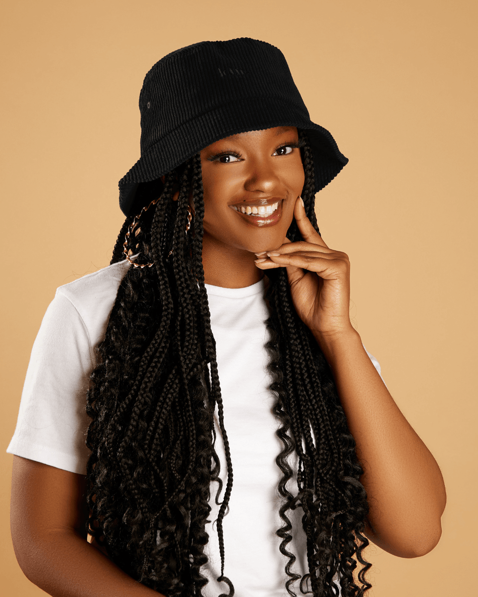ERICKA Black Corduroy Satin Lined Bucket Hat Cap Spring Summer Hat for  Natural Curly Black Hair -  Canada
