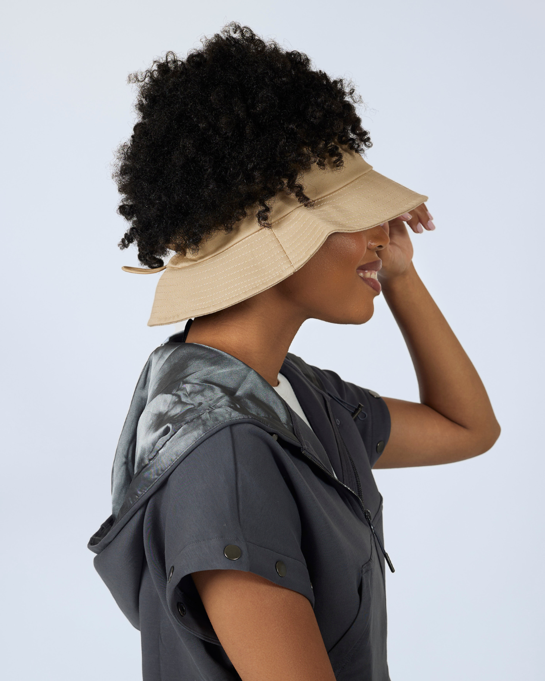 Tan Satin Lined Sun Visor