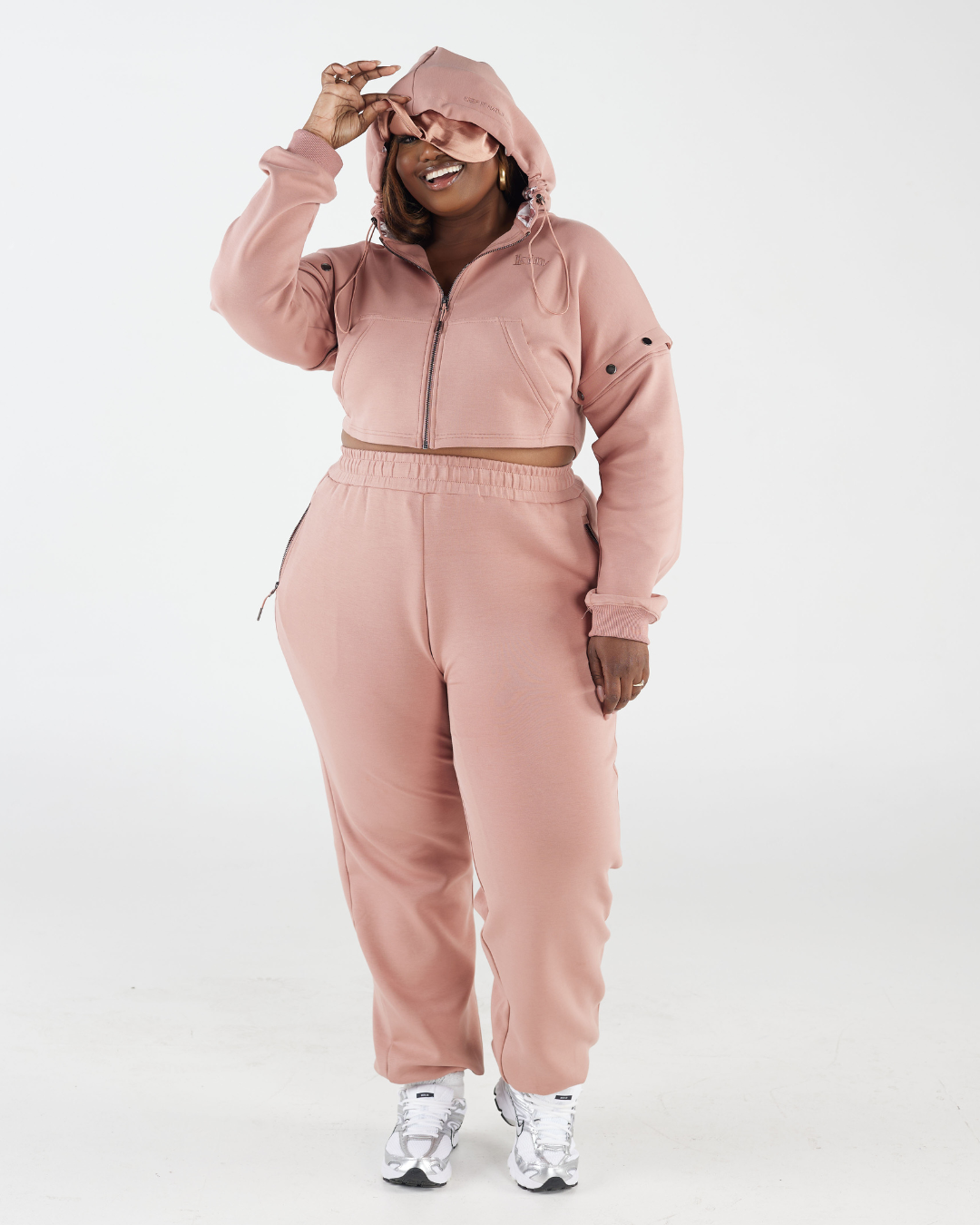 Mauve Satin Lined Crop Zip Travel Set