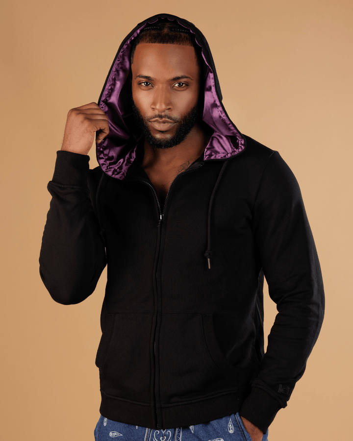 epine é ribbon piping zip hoodie black epine é ribbon piping zip hoodie black