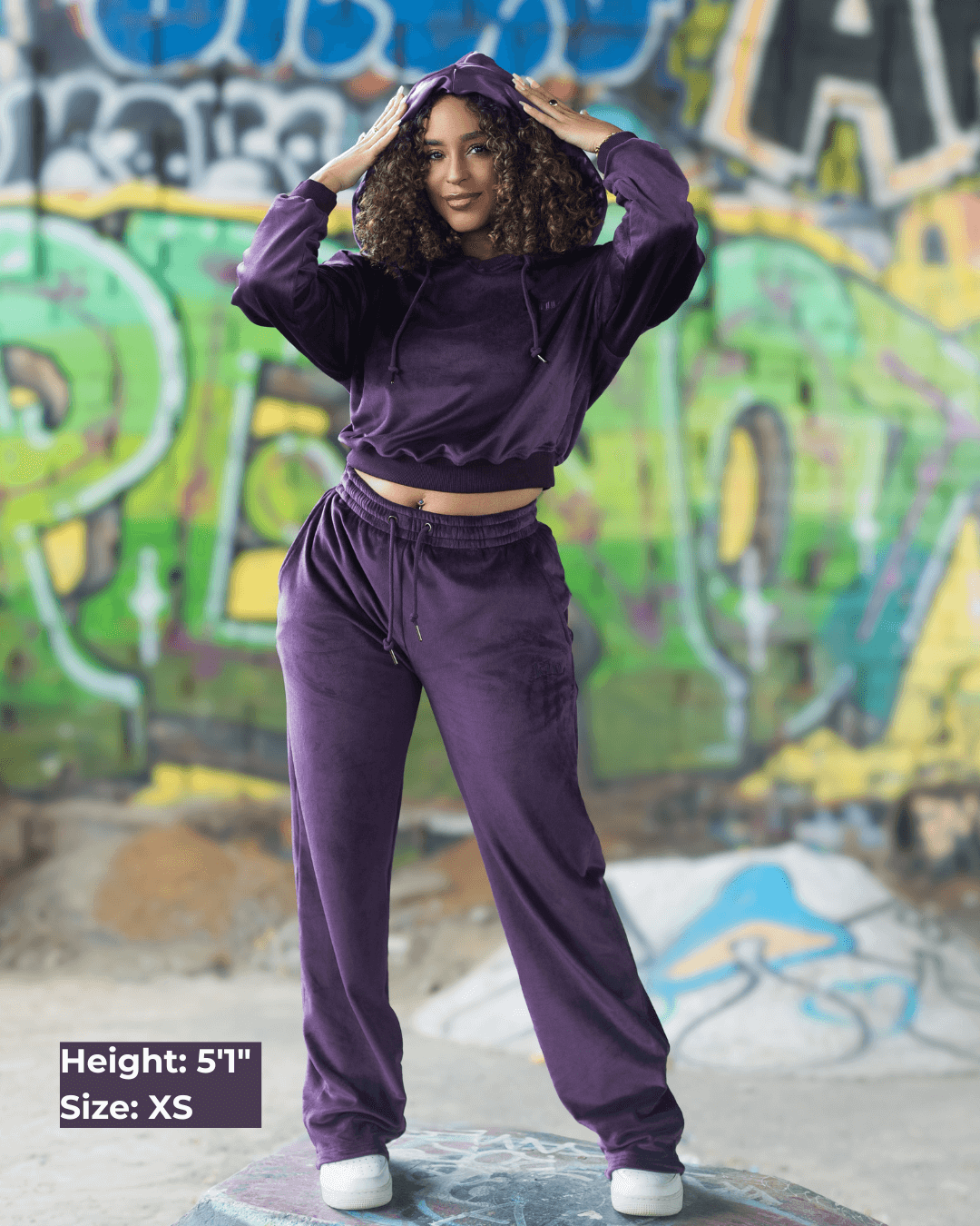 Purple velour joggers sale