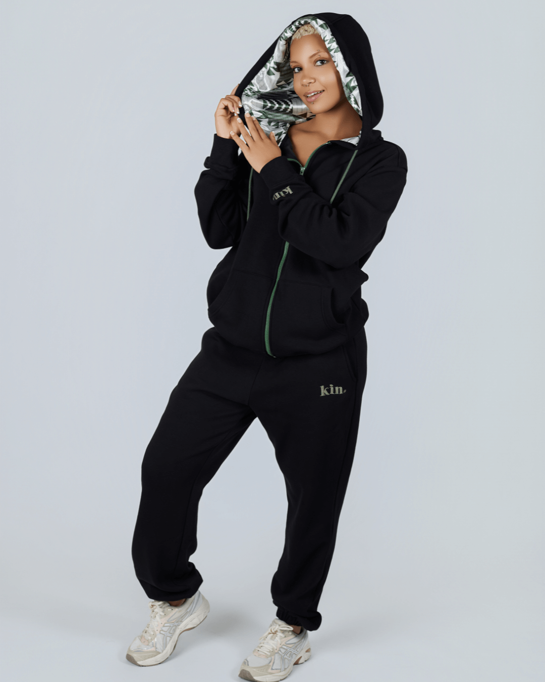 Melanin Green Thick Zip up Set