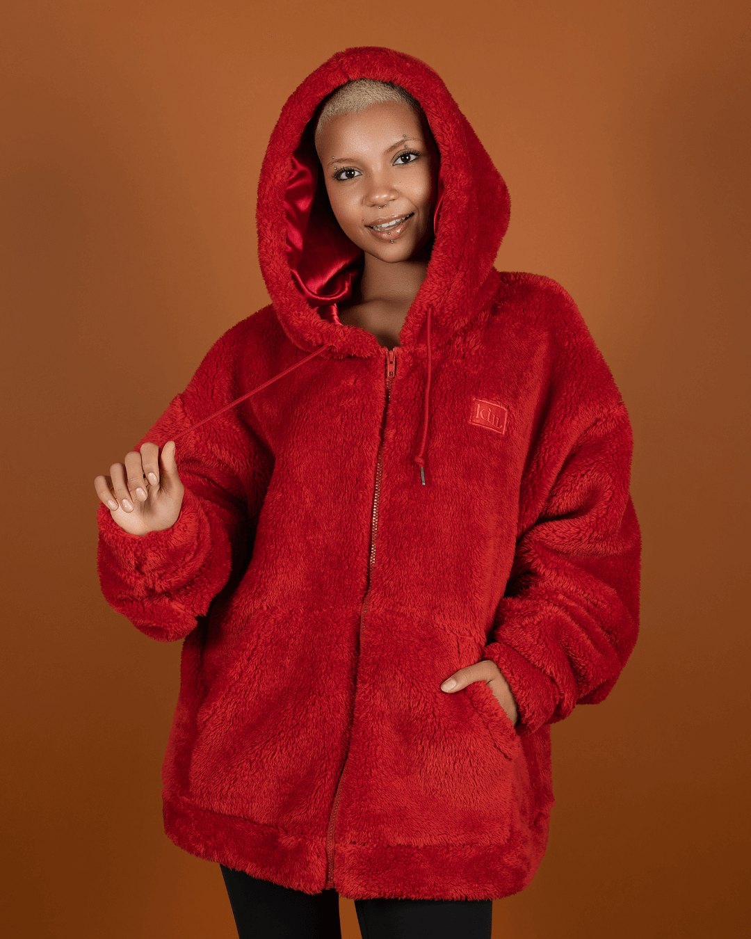 Red Velvet Thick Teddy Fleece Zip Up