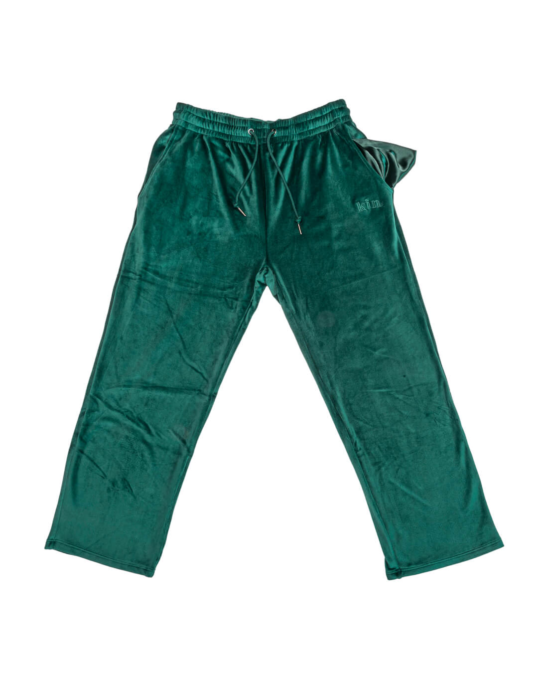 Green Velour Straight Leg Pants | KINApparel