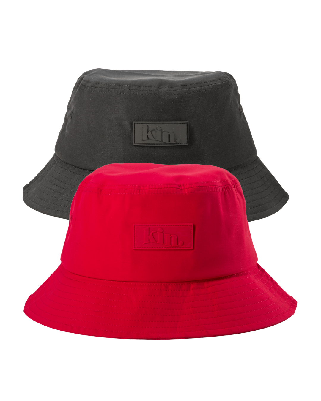 Black & Red Bundle of 2 Waterproof Satin Lined Bucket Hats