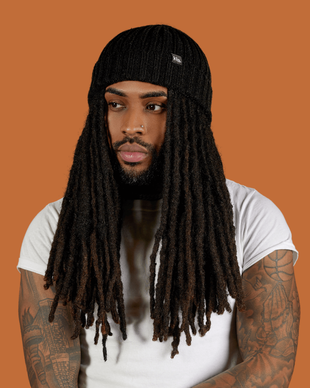 Black Stripe Satin Lined Beanie