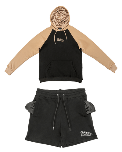Black Tan Raglan Shorts Set - KIN Apparel