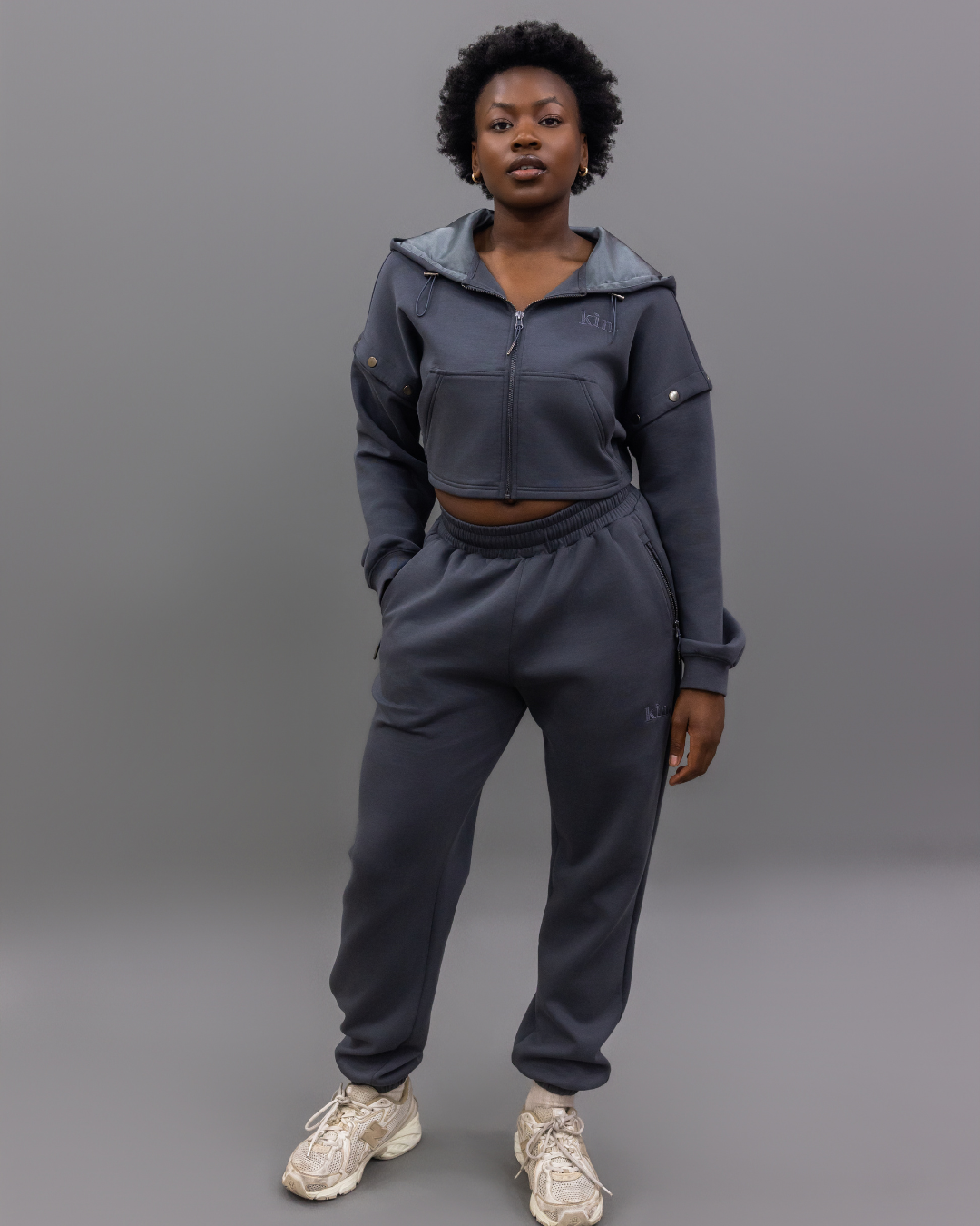 Charcoal Grey Convertible Zip Up Travel Set