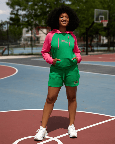 Green Pink Raglan Shorts Set - KIN Apparel
