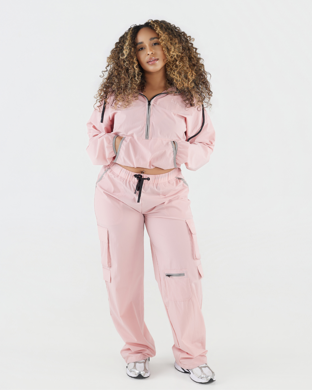 Pink Cargo Satin Lined Windbreaker Set