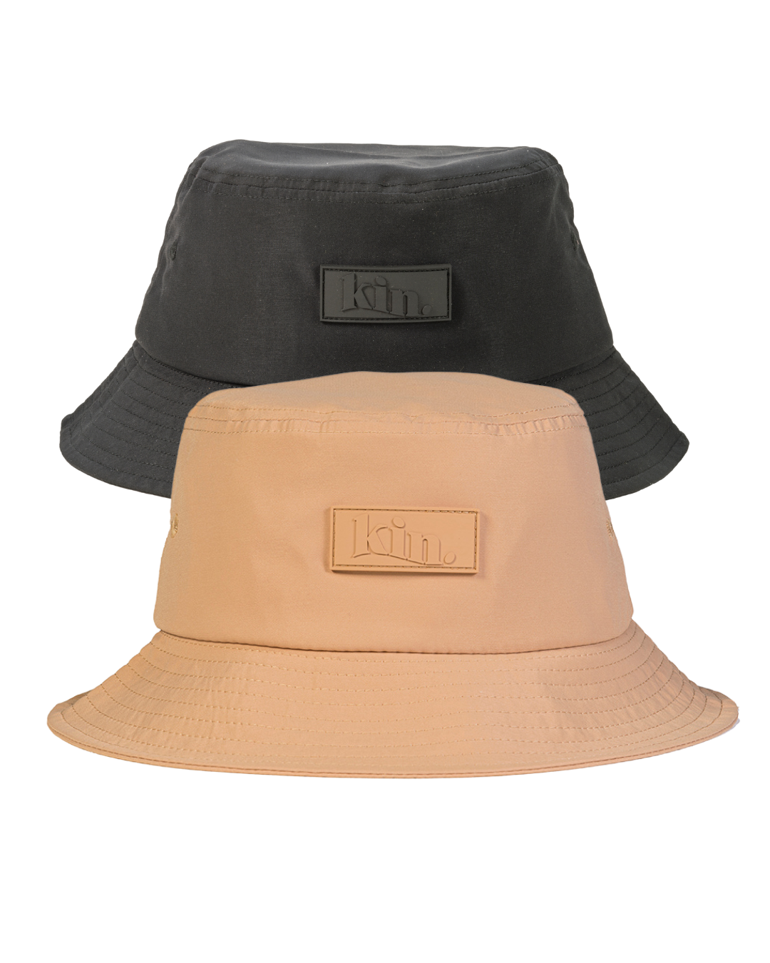 Black and Tan Bundle of 2 Waterproof Satin Lined Bucket Hats