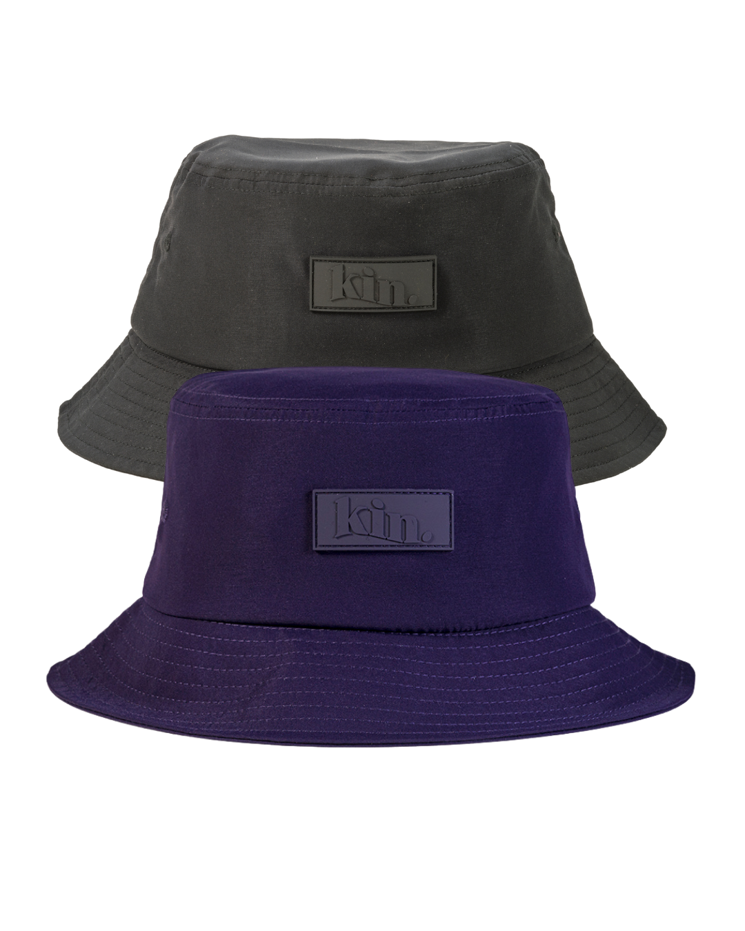 Black & Purple Bundle of 2 Waterproof Satin Lined Bucket Hats