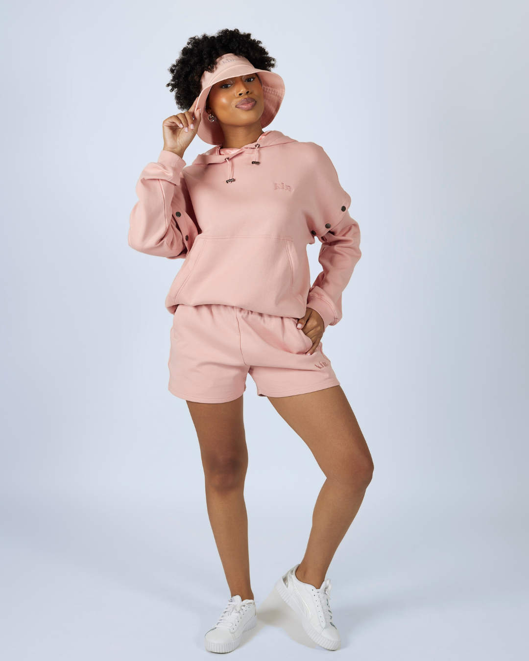 Cropped Hoodie Pink Shorts And Hoodie Set Pink Shorts And Hoodie