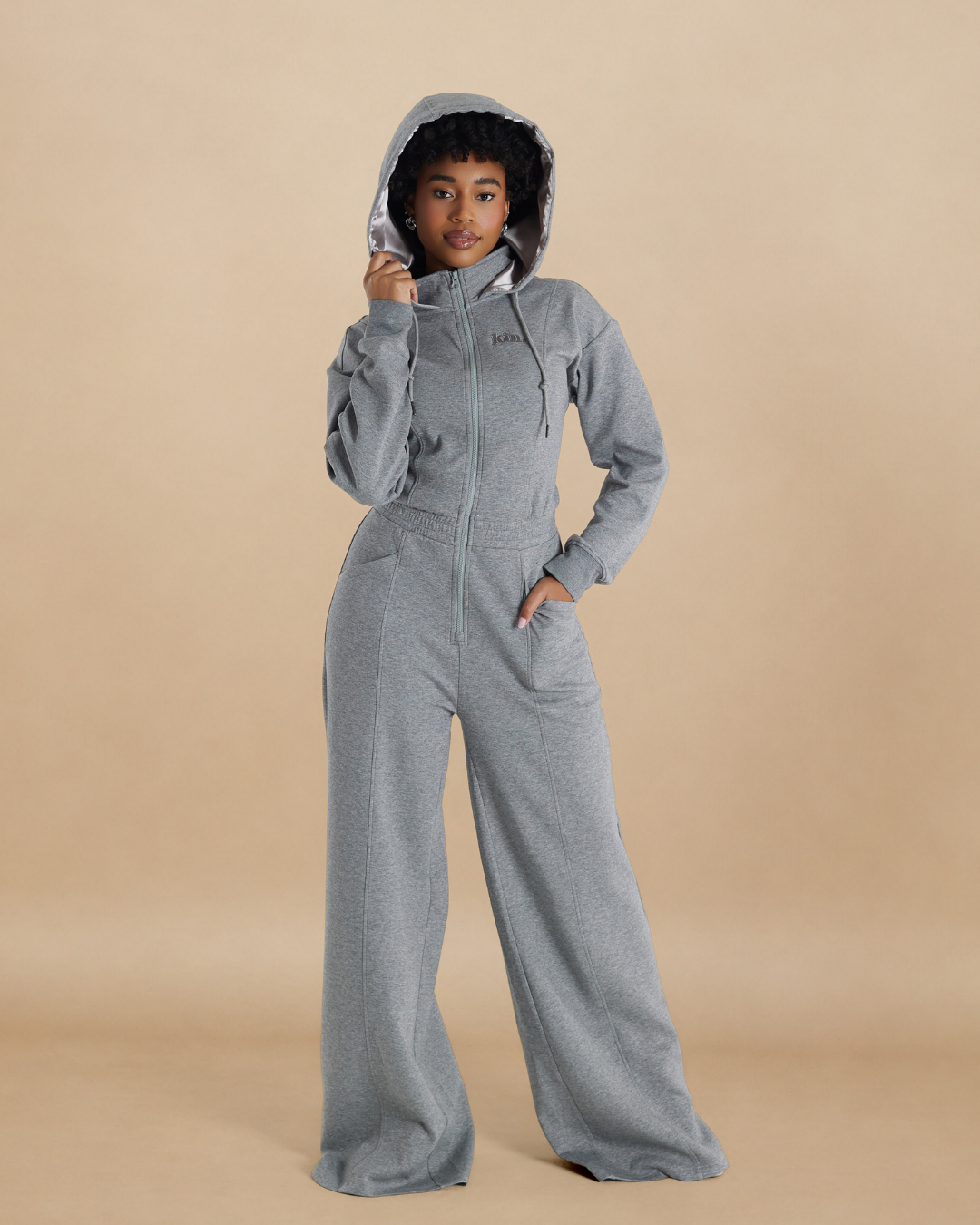 Heather Grey Satin Lined Jumpsuit