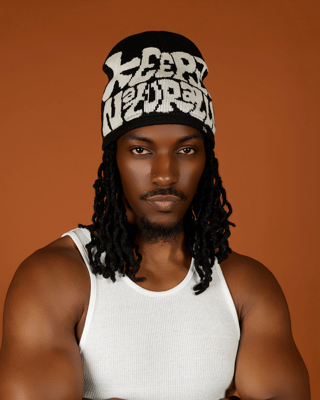 black white satin lined logo beanie final sale $ 35 . 00 3500 3500 false