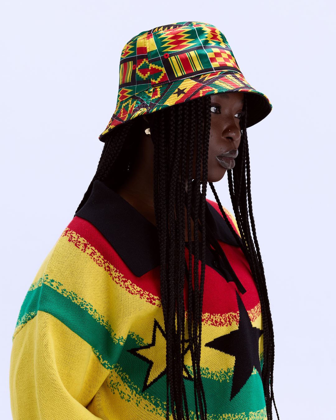 Ghana Kente Reversible Satin Bucket Hat