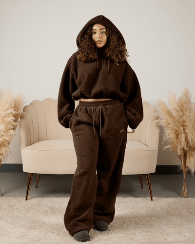 Brown Sherpa Crop Set - KIN Apparel