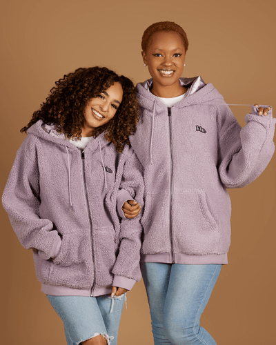 Lavender Sherpa Zip Up Hoodie - KIN Apparel