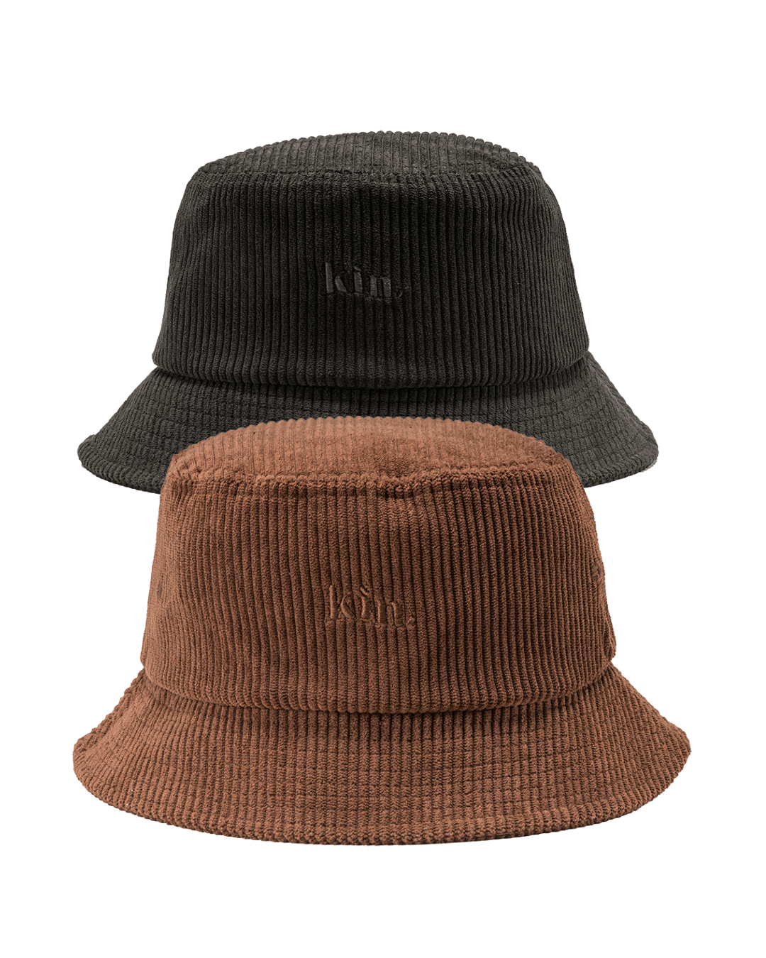 Bundle of 2 Black & Brown Corduroy Bucket Hats
