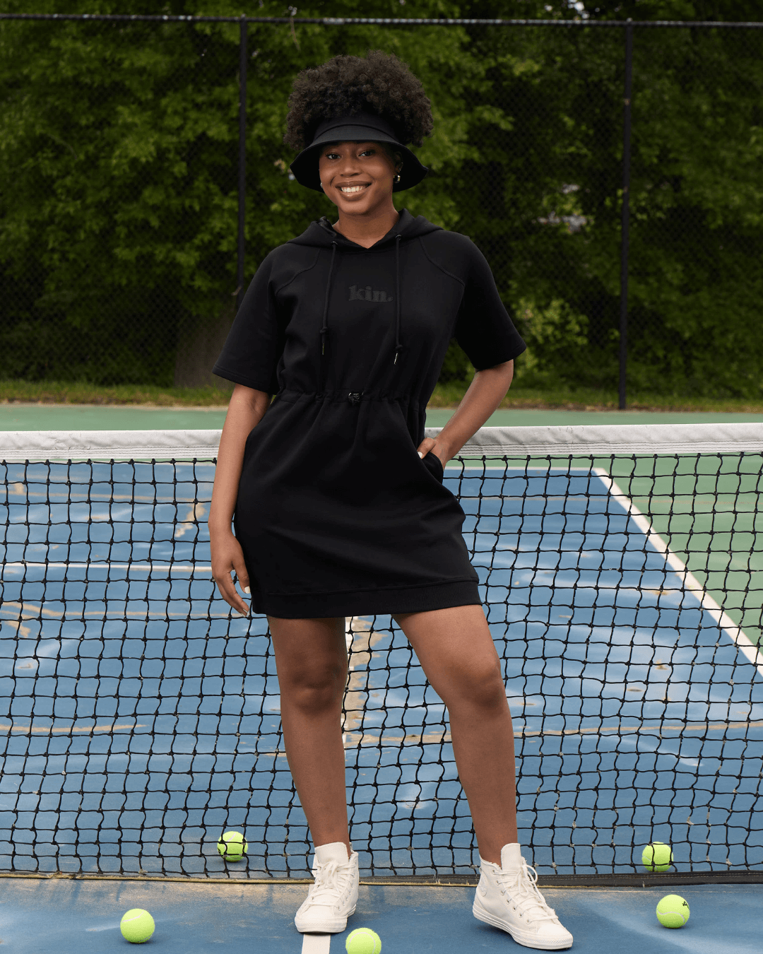 Adjustable Satin Lined Hoodie Dress Adjustable Satin Lined Hoodie Dress