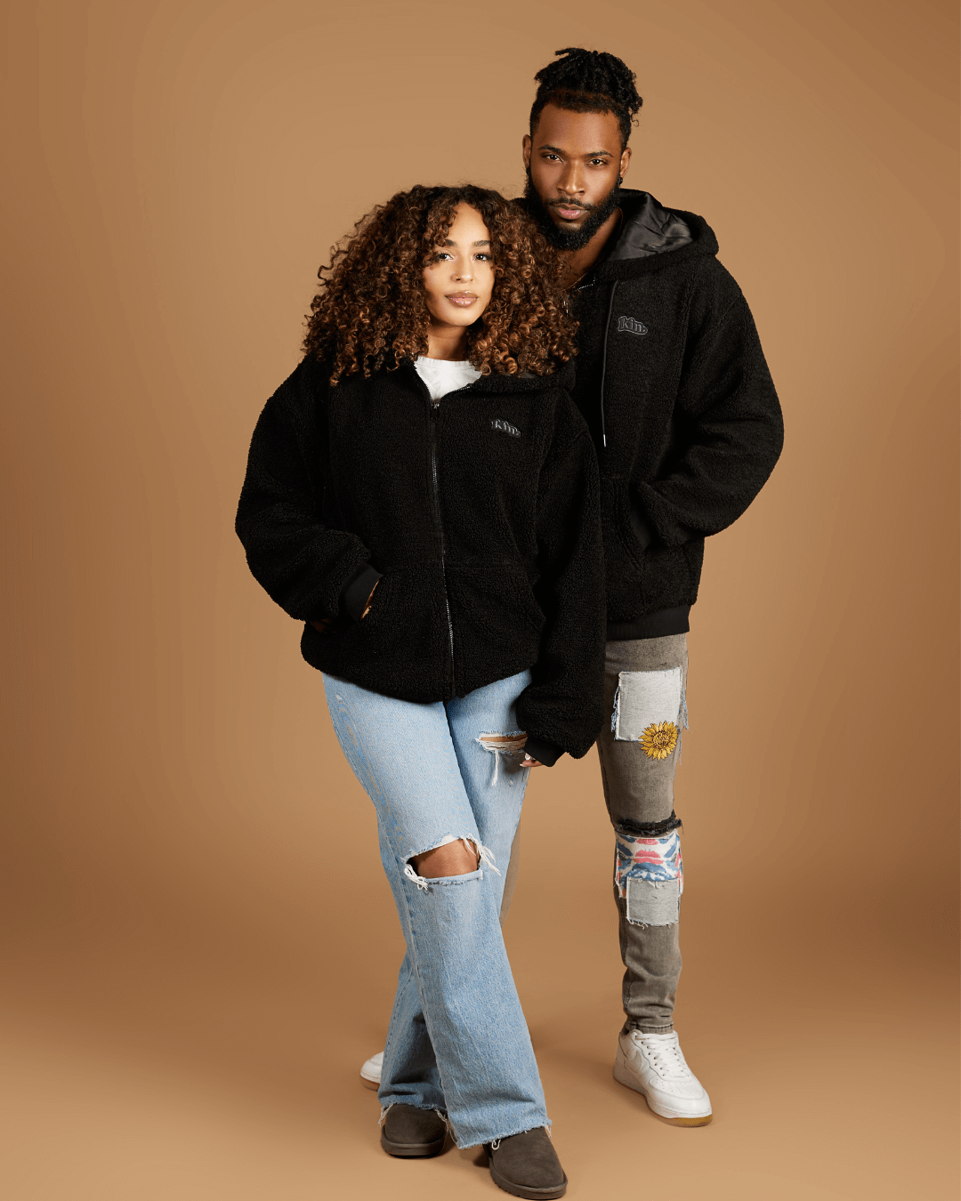 Black Sherpa Zip Up Hoodie