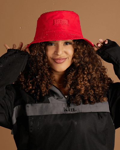 Red Waterproof Satin Lined Bucket Hat - KIN Apparel