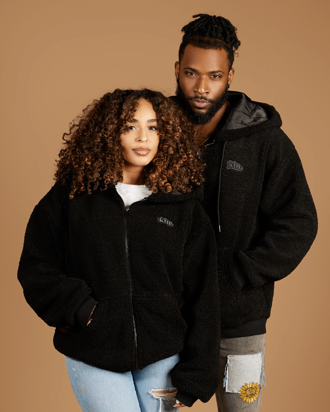 Black Sherpa Zip Up Hoodie