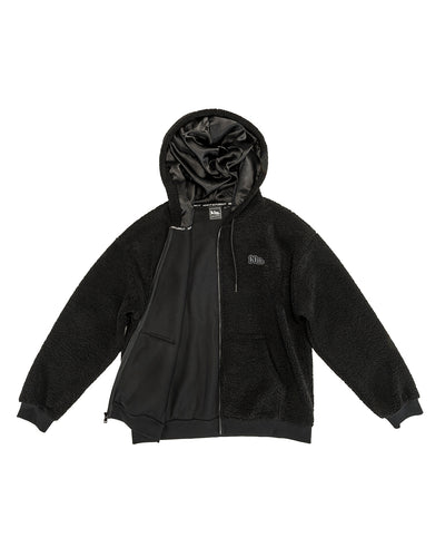 Black Sherpa Zip Up Hoodie - KIN Apparel