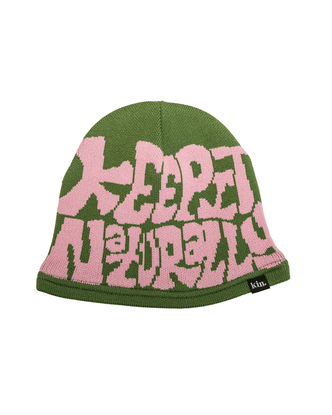fti pink beanie ¥EN yeyan ビーニー　緑 Pink Green Stripe Knit Beanie - Prime Heritage Gifts