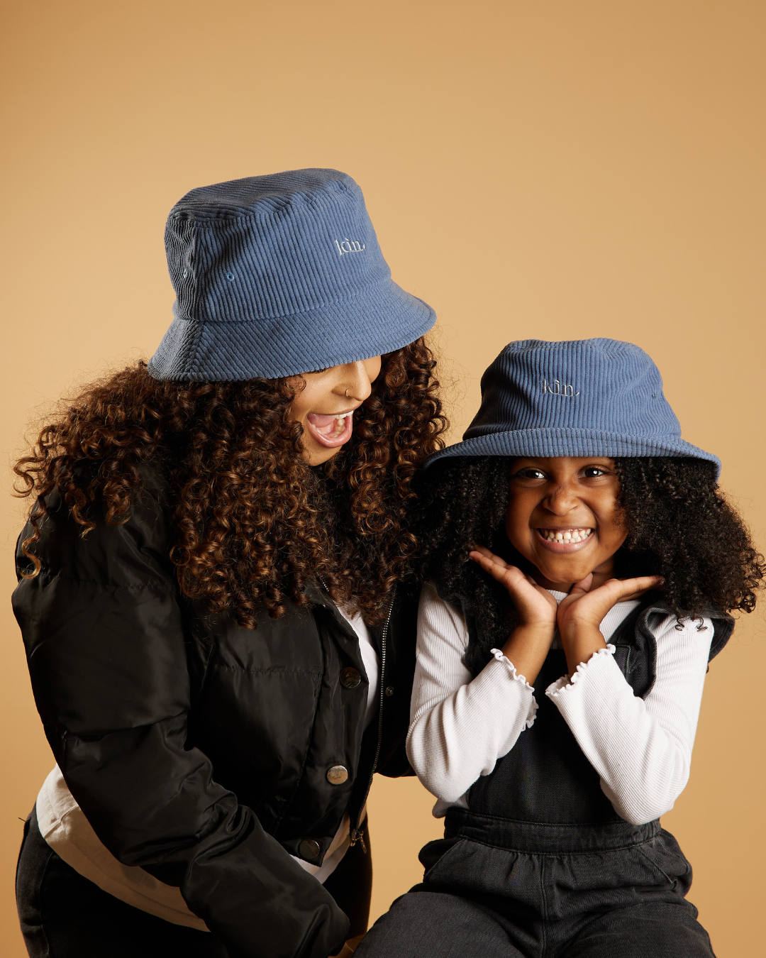 Kids Blue Corduroy Satin Lined Bucket Hat