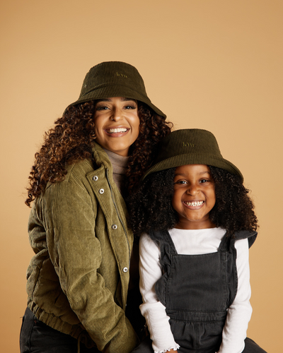 Kin Apparel Olive Green Corduroy Satin Lined Bucket Hat Small Green