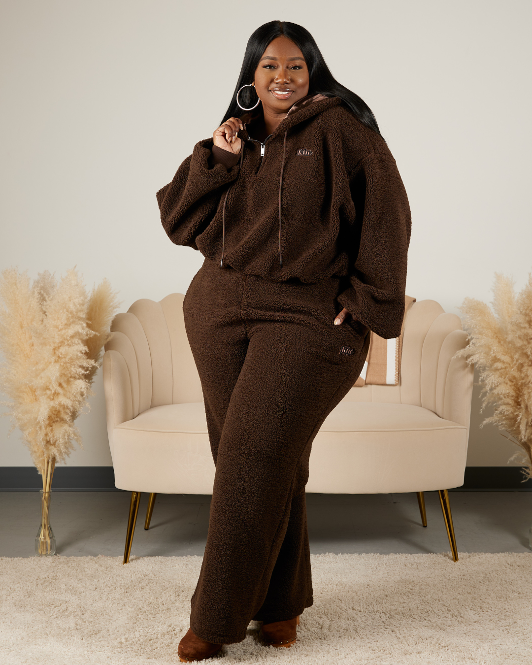 Brown Sherpa Crop Set KINApparel