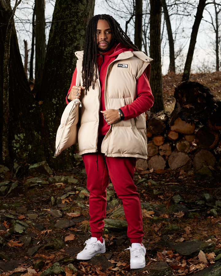 Long tan puffer coat hotsell