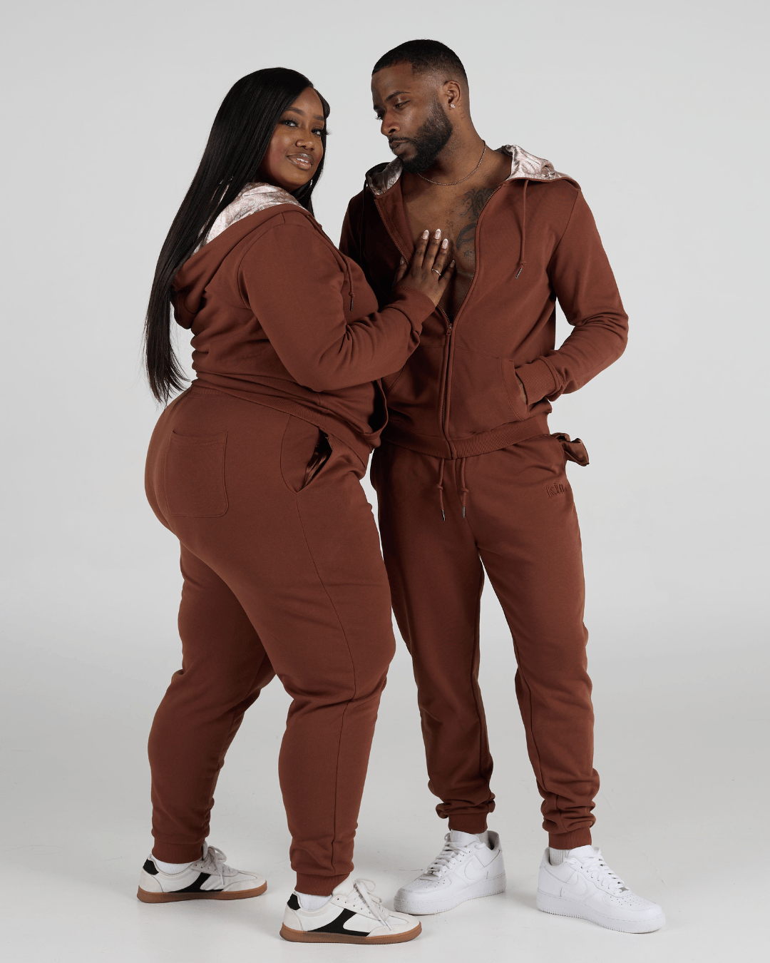 Amber Chocolate Thin Zip Up Set