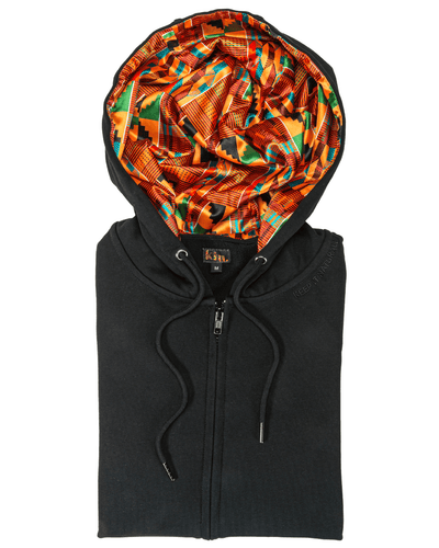 Black Kente Thin Zip Up - KIN Apparel