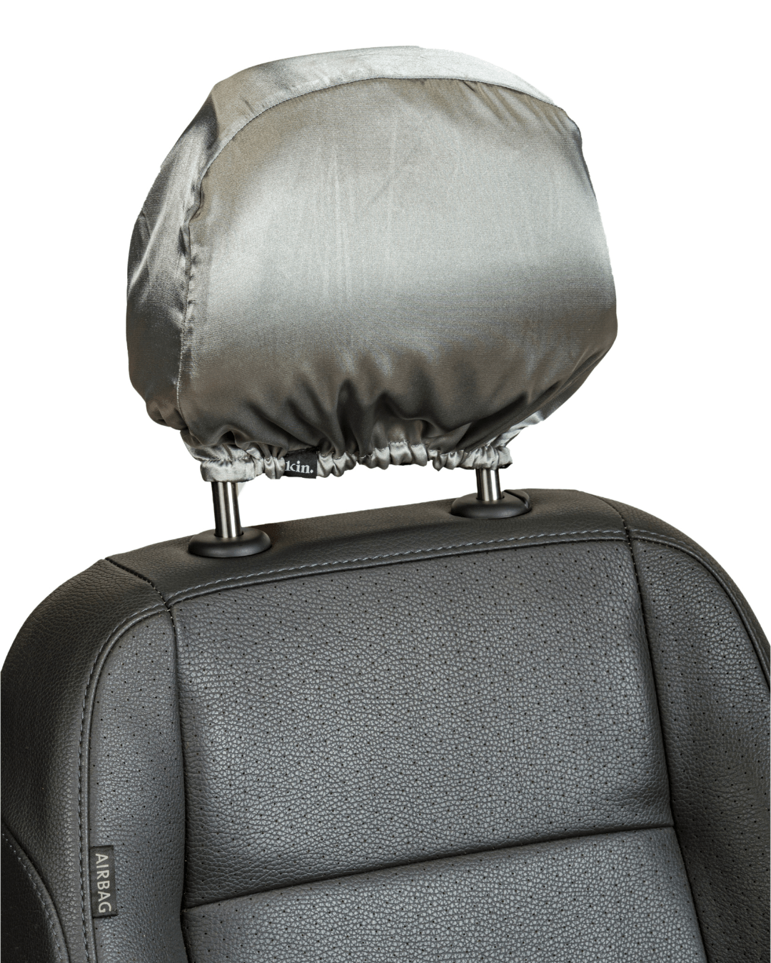 Grey Satin Car Headrest Cover (Pack of 2)
