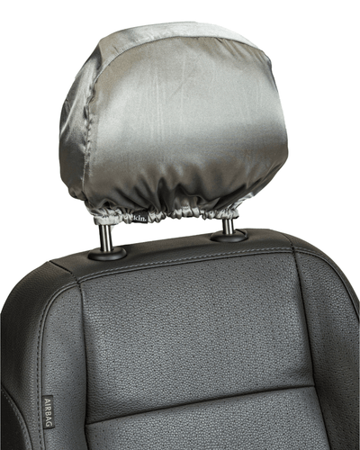 Grey Satin Car Headrest Cover (Pack of 2) - KIN Apparel