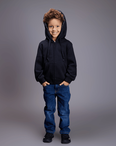 Black Thick Zip Up for Kids - KIN Apparel