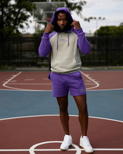Purple Grey Raglan Shorts Set - KIN Apparel